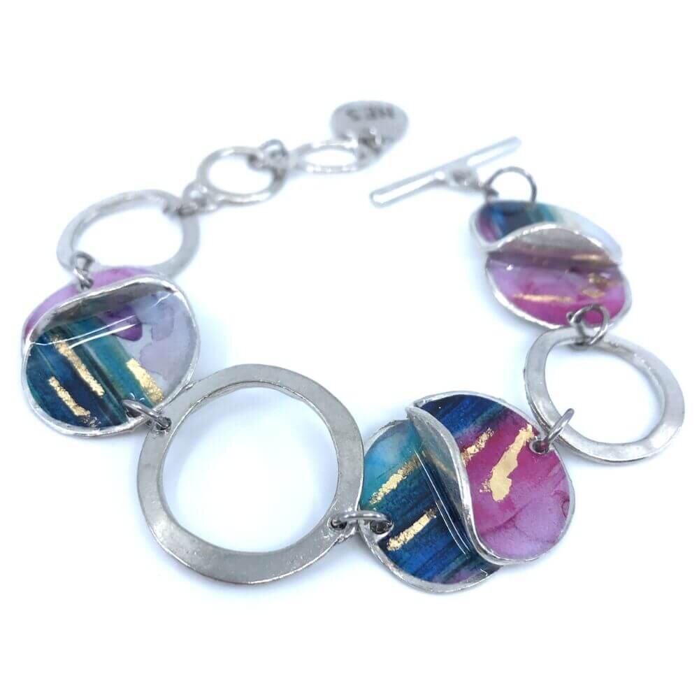Bracelet rond en étain violet et or