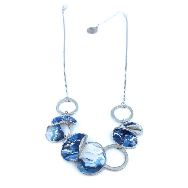 Collier bloom bleu et argent