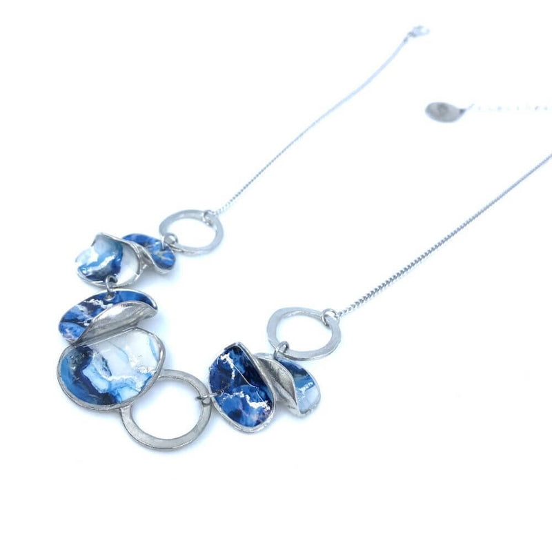 Collier bloom bleu et argent