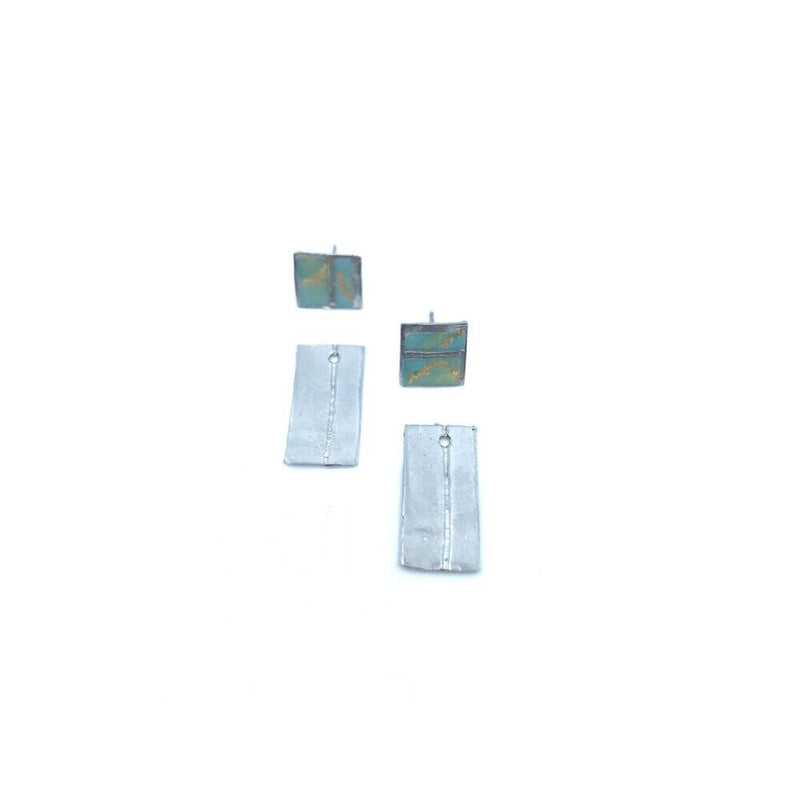 EA162-Boucles d'oreilles à porter de 2 façons-aqua et or