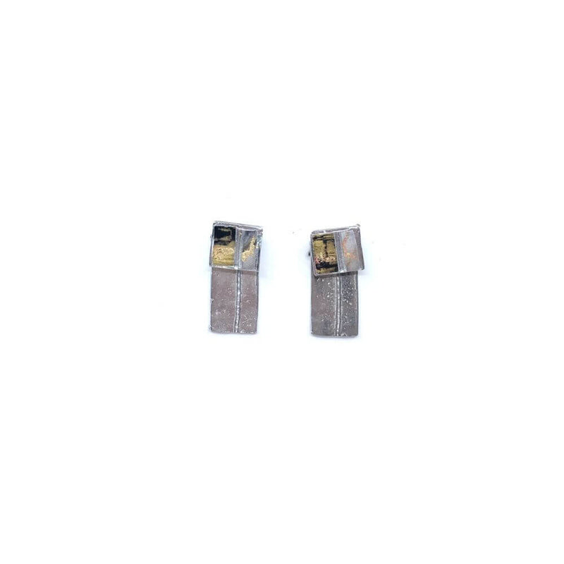 EA162-Boucles d'oreilles à porter de 2 façons-noir et or