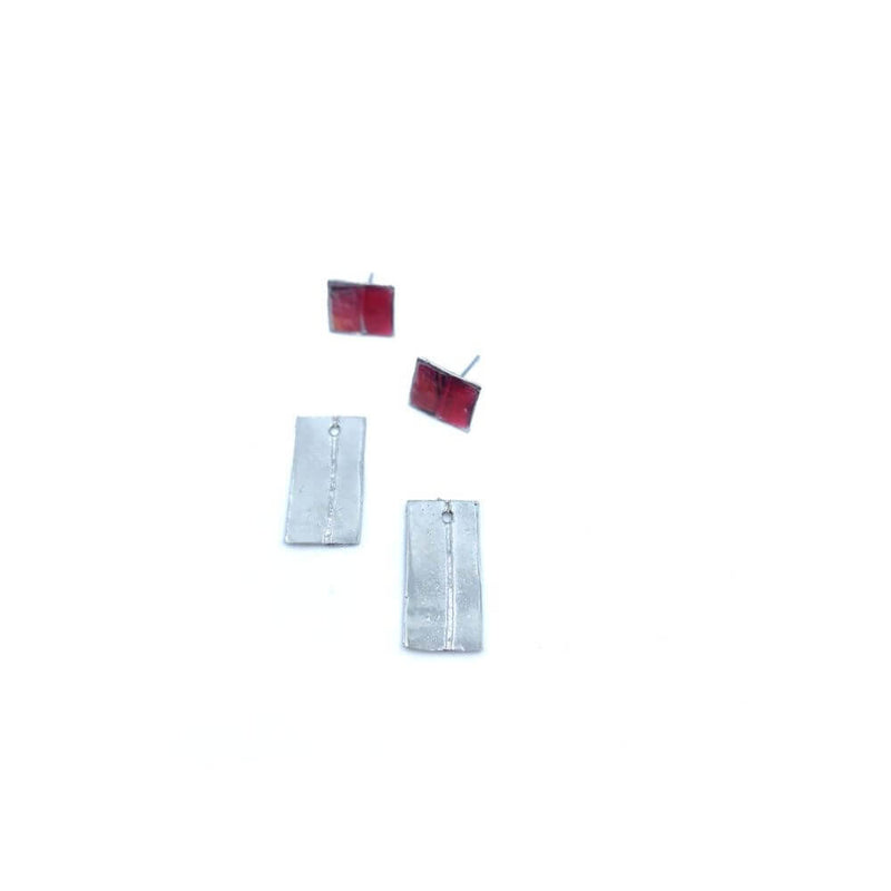 EA162-Boucles d'oreilles à porter de 2 façons-rouge