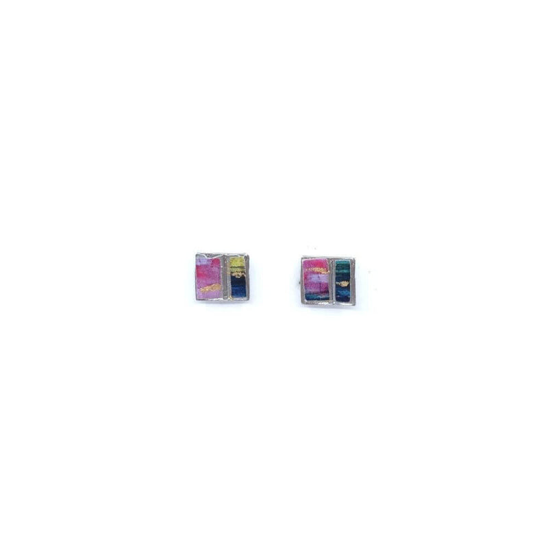 EA162-Boucles d'oreilles à porter de 2 façons-violet et or