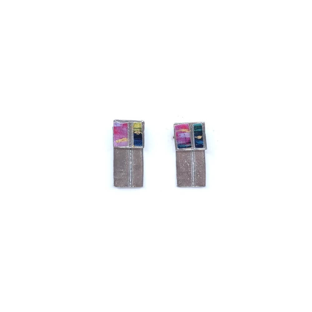 EA162-Boucles d'oreilles à porter de 2 façons-violet et or