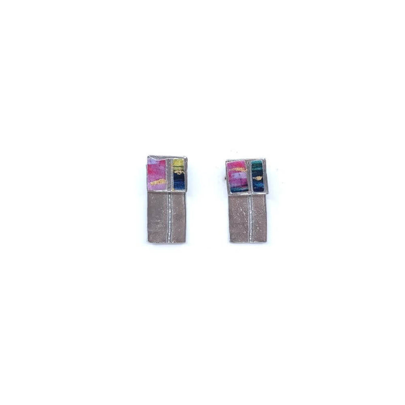 EA162-Boucles d'oreilles à porter de 2 façons-violet et or