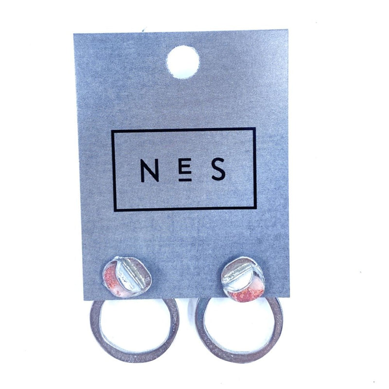 EA163-Boucles d'oreilles rondes à porter de 2 façons-or rose
