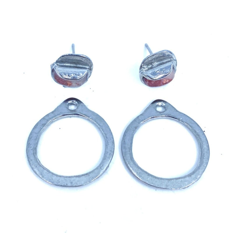 EA163-Boucles d'oreilles rondes à porter de 2 façons-or rose