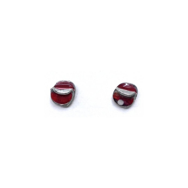 EA163-Boucles d'oreilles rondes à porter de 2 façons-rouge