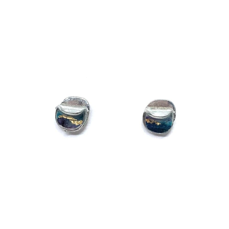 EA163-Boucles d'oreilles rondes à porter de 2 façons-violet et or
