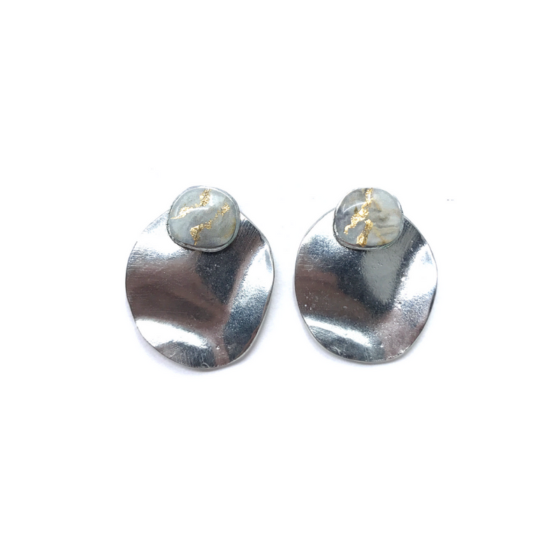 EA164-Boucles d'oreilles Bloom à porter de 2 façons-noir et or