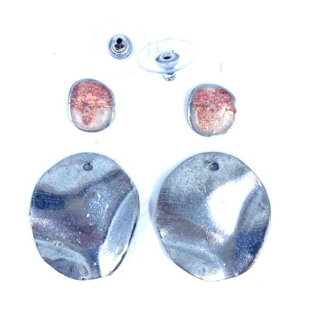 EA164-Boucles d'oreilles Bloom à porter de 2 façons-or rose