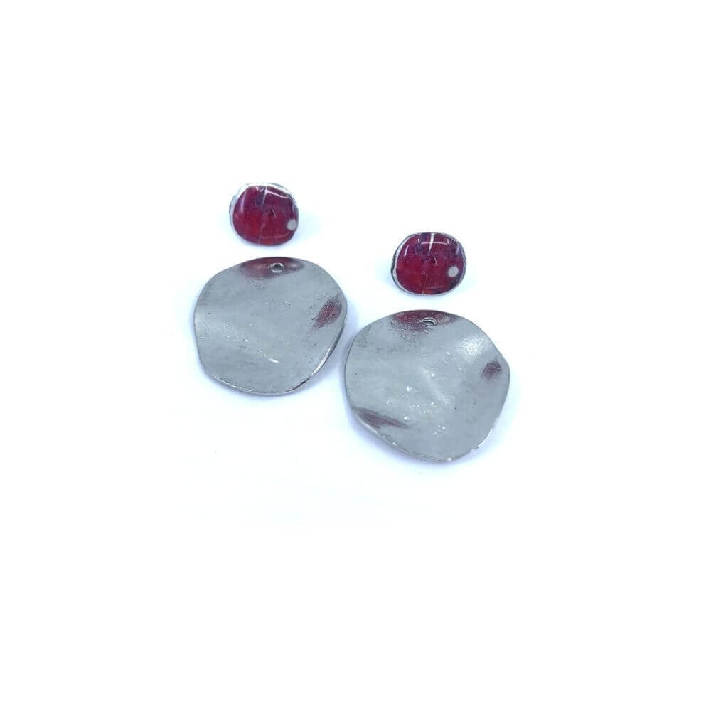 EA164-Boucles d'oreilles Bloom à porter de 2 façons-rouge