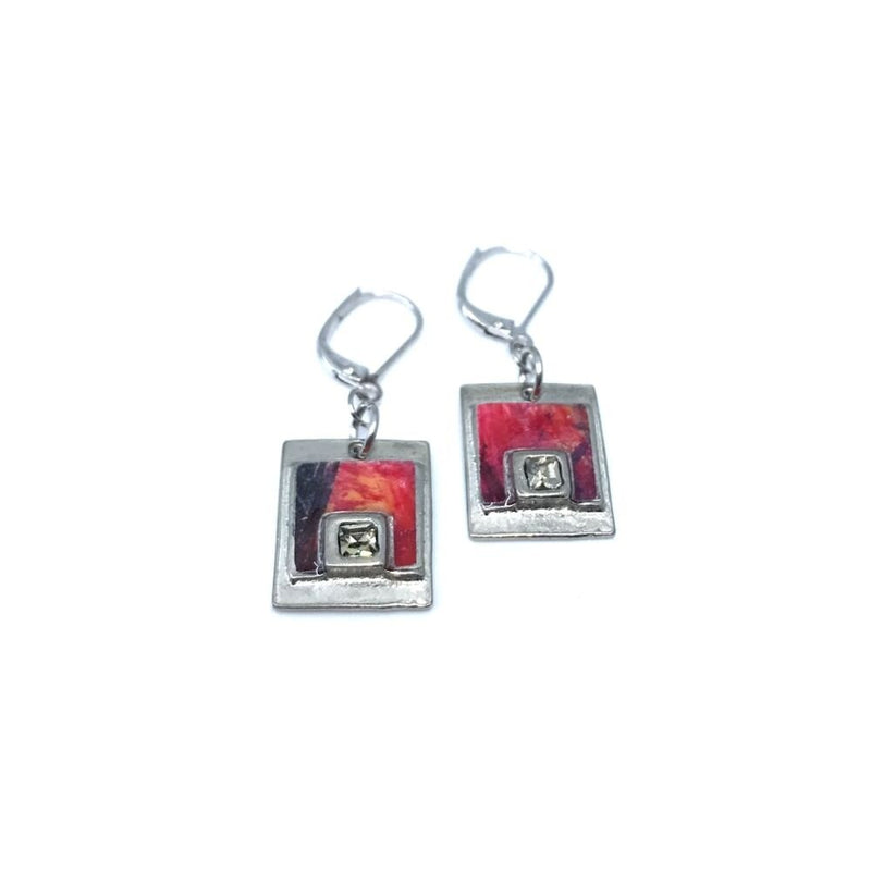 EA54-Boucles d'oreilles carrées avec cristal-image rouge