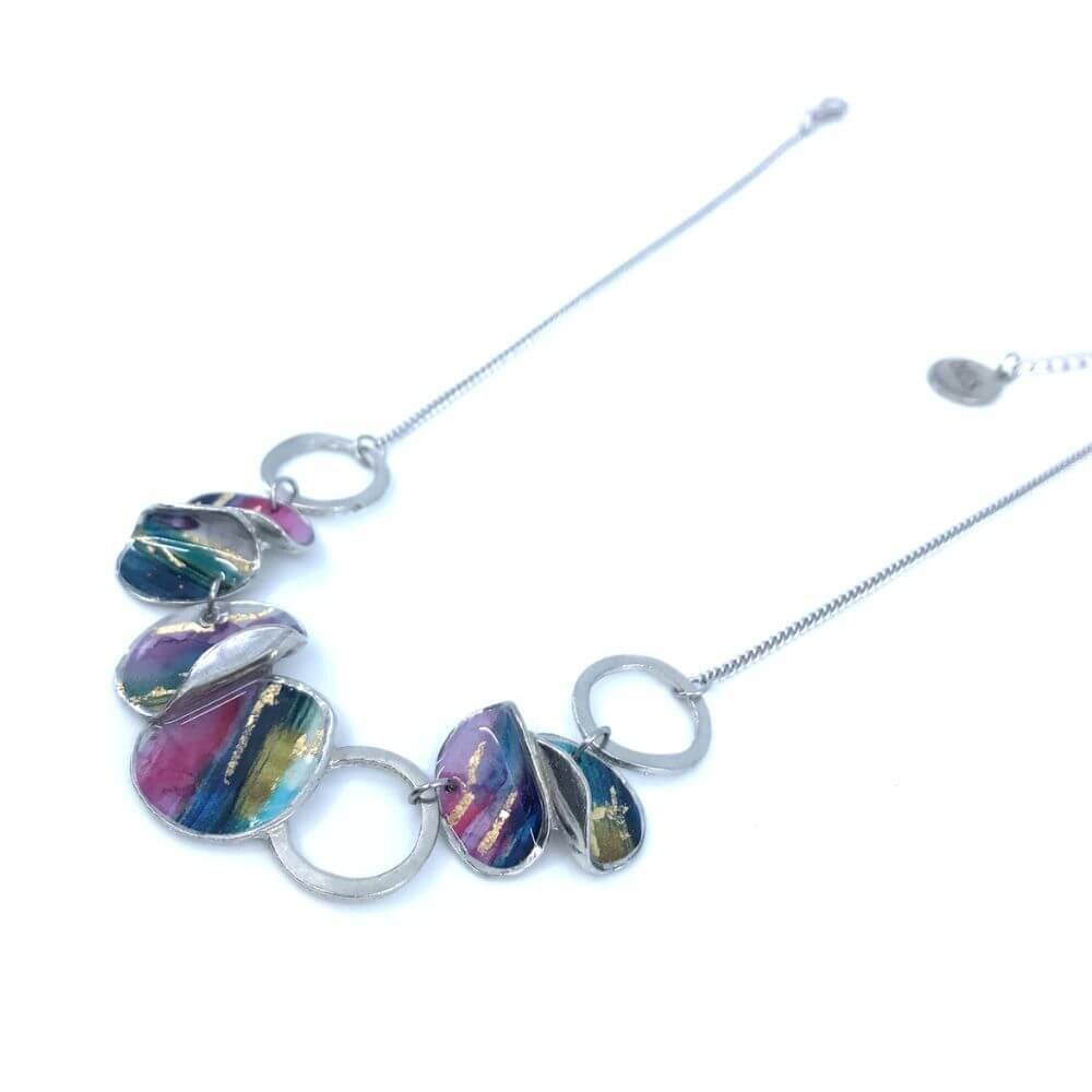 P212-Collier bloom violet et or