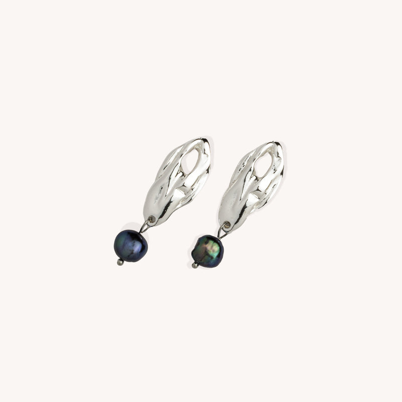 Boucles d’oreilles Anabelle plaqué argent avec perle peacock