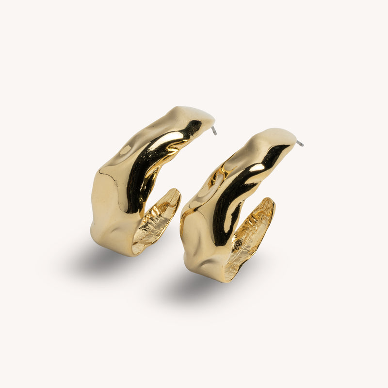Grandes boucles d’oreilles Charlotte plaqué or 14K