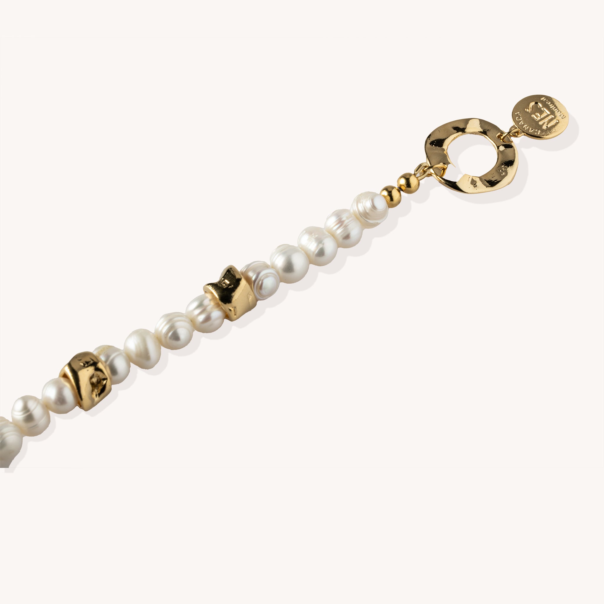 Bracelet Simone perles blanches – Plaqué or 14K