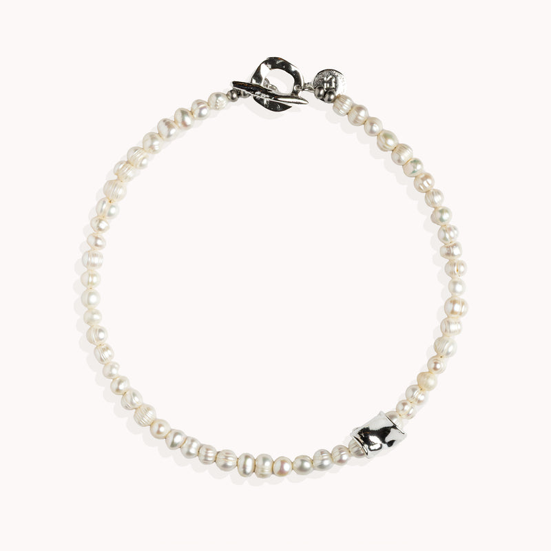 Collier La Perla perles blanches plaqué argent – Collier de perles contemporain