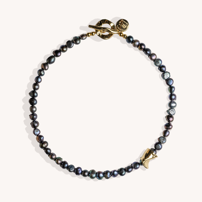 Collier La Perla perles noires plaqué or 14K – Collier de perles audacieux