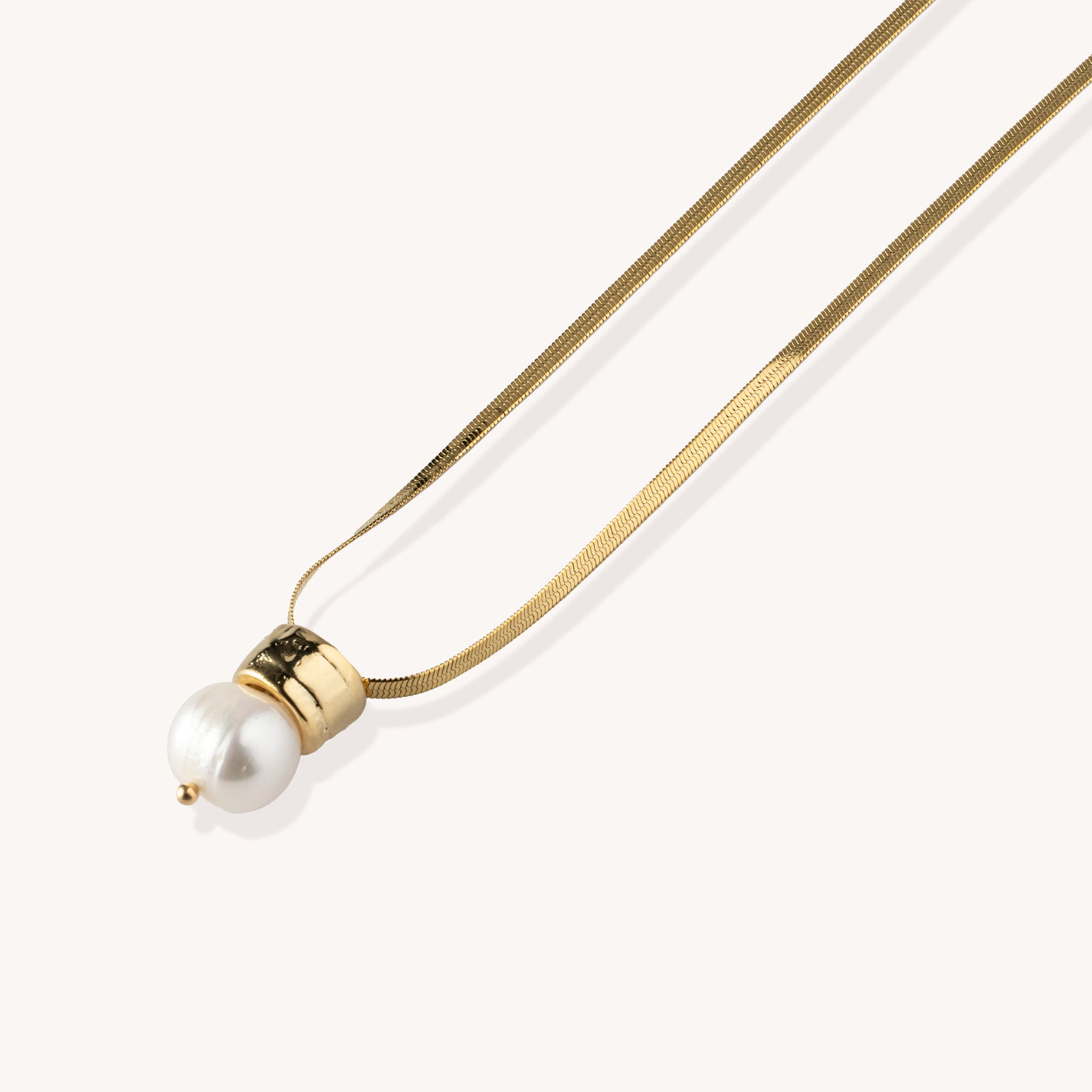 Mini Simone White Pearl Pendant 14K Gold Plated – Minimalist Pearl Necklace