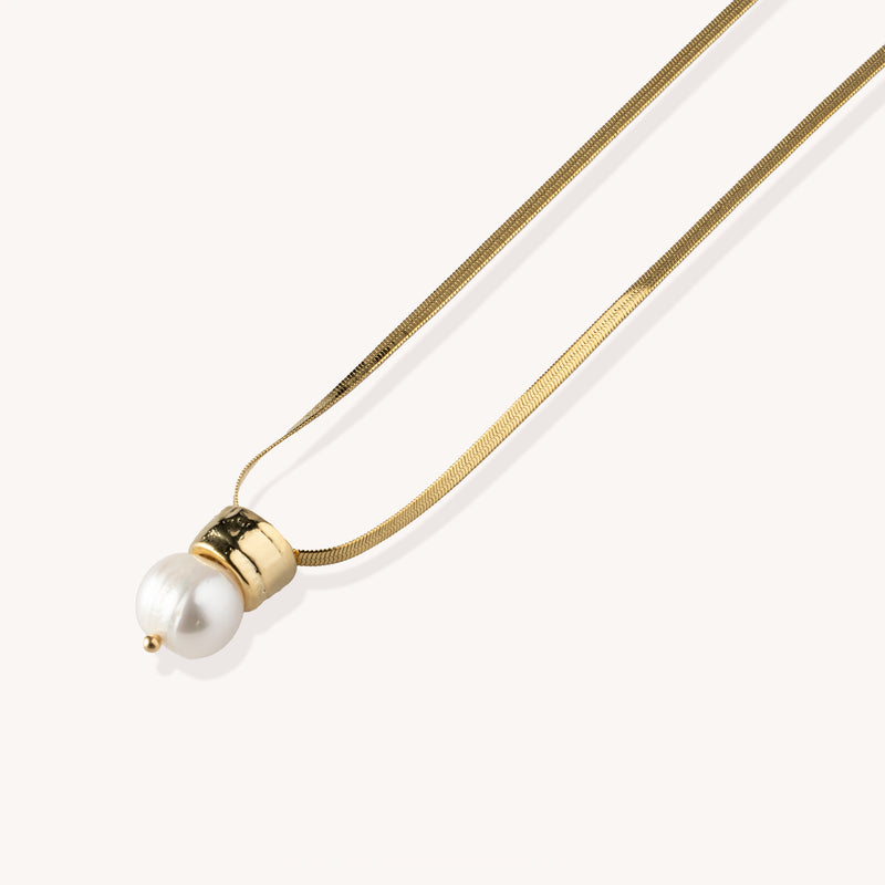 Pendentif mini Simone perle blanche plaqué or 14K – Collier perle minimaliste