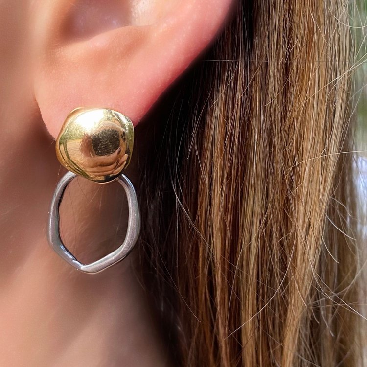 Boucles d'oreilles Méli or- à porter de 2 façons