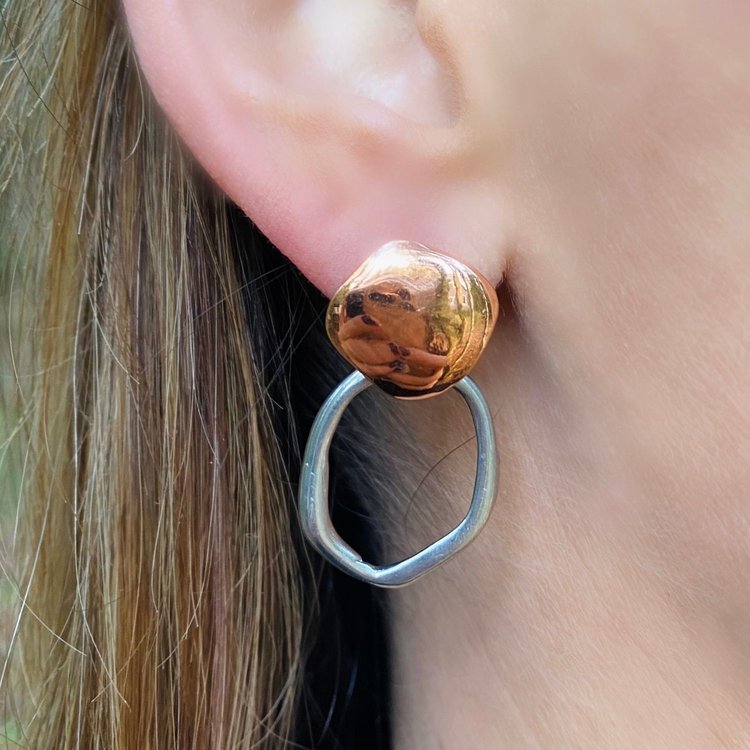 Boucles d'oreilles Méli cuivre- à porter de 2 façons